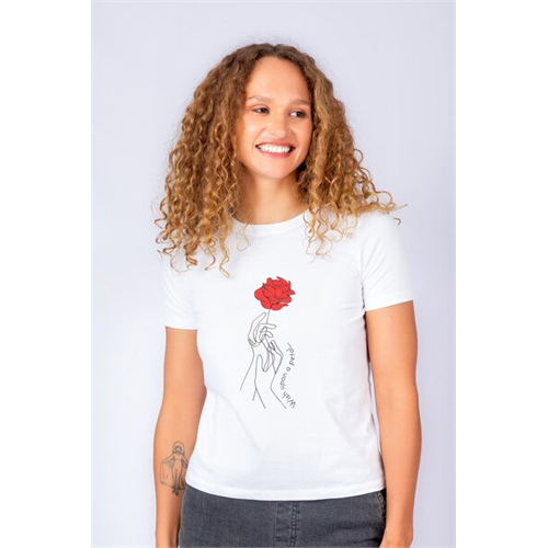 Odel White Rose Graphic Printed Tee
