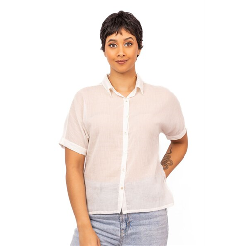 Odel White Short Sleeve Loose Fit See Through Shirt