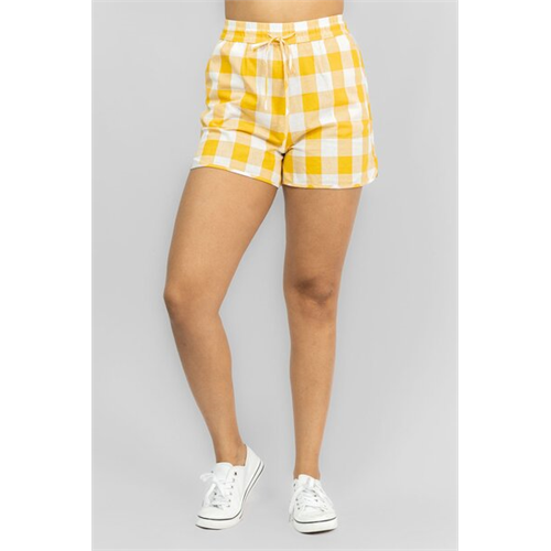 Odel White & Yellow Checked Elasticated Loose Fitted Short