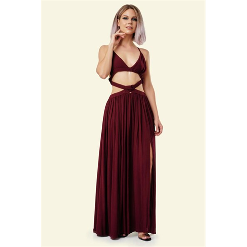Odel X Nakota Tuwa Maroon Strappy Maxi Birthday Dress