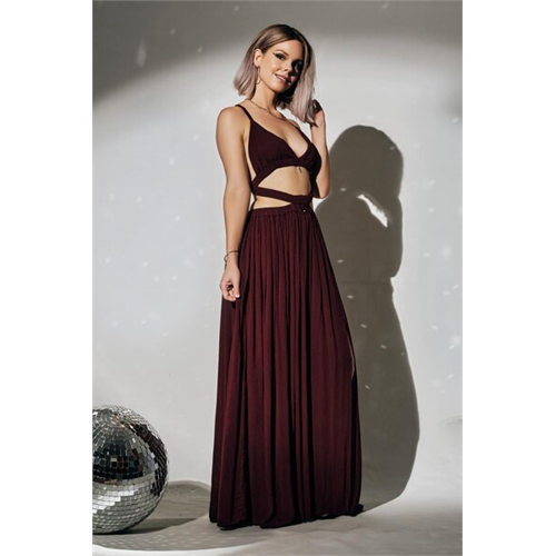 Odel X Nakota Tuwa Maroon Strappy Maxi Birthday Dress