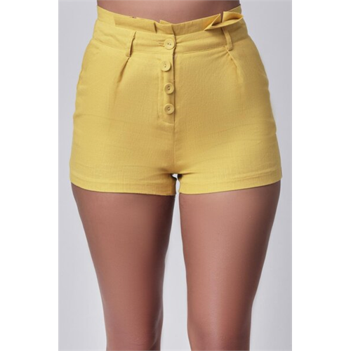 Odel Yellow Button Detail Mini Short