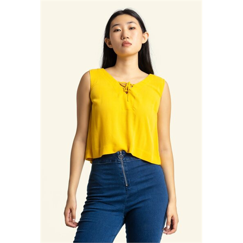 Odel Yellow Front Tie Up Top