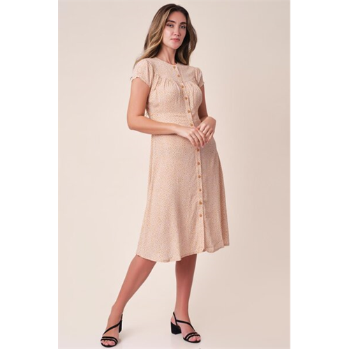 Odel Yellow Printed Buttoned Down Midi Dress