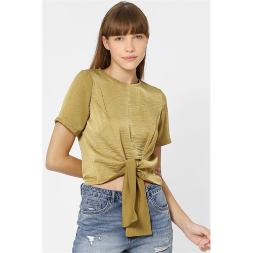 Only Bottom Knot Detail Round Neck Short Sleeve Top