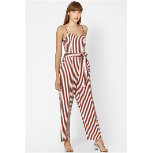 Only Bow At Waist Stripped Jumpsuit