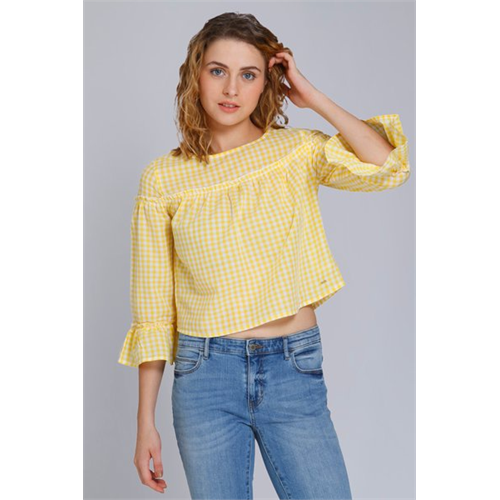 Only Check Stip Flare Sleeve Box Top