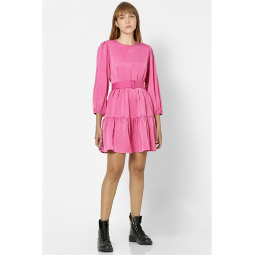 Only Fit & Flare Tire Dress With Belt At Waist