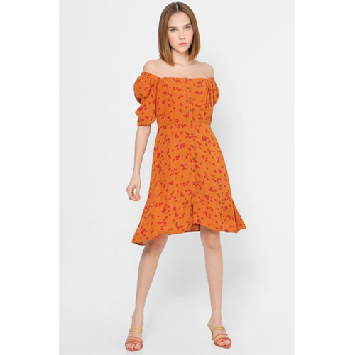 Only Floral All Over Print Off-Shoulder Dress