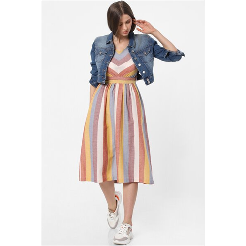 Only Multi Coloured Striped Midi Dress