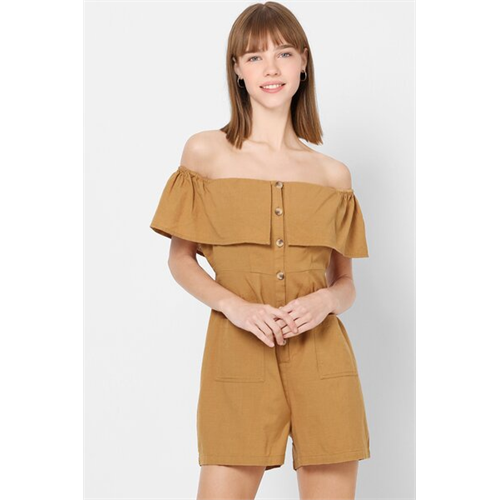 Only Solid Color Off Shoulders Mini Romper Dress