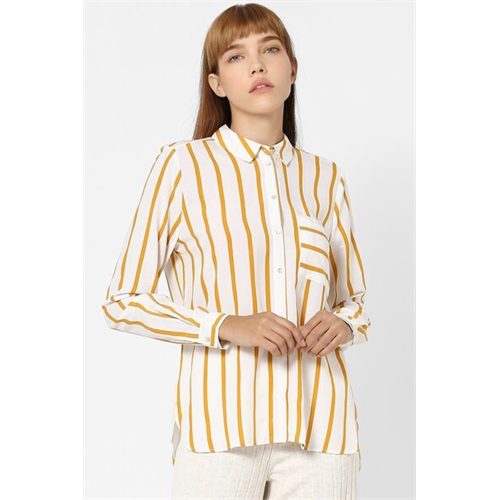 Only Striped Long Shirt With Chest Pocket