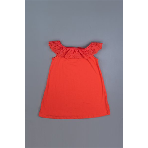 Pinkabelle Orange Matt Cutwork Neck Dress