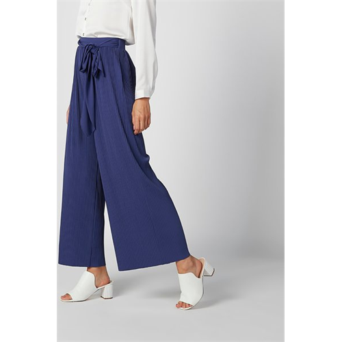 Splash Solid Color Front Knot Flared Pant