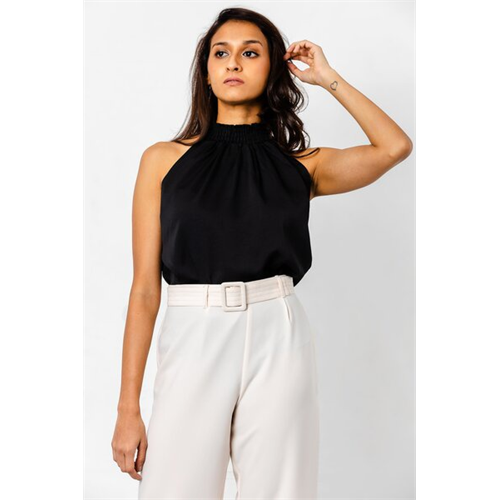 Tara Black Smoked Neck Top