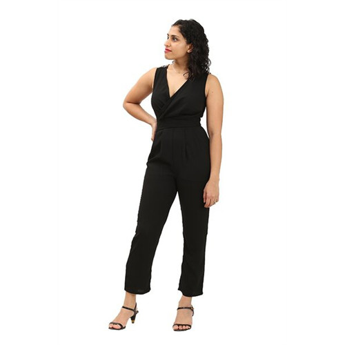 Tara Black V Neck Sleeveless Jumpsuit