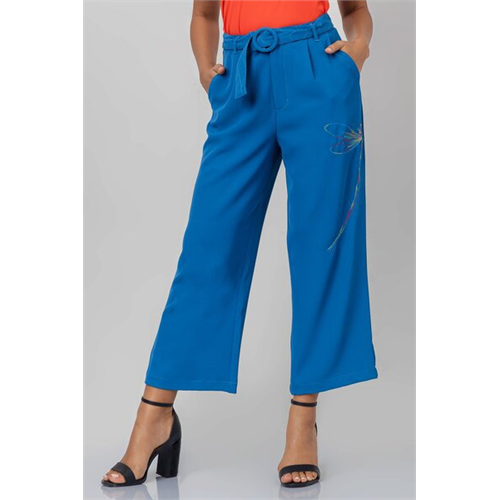 Tara Blue Emboridered Wide Leg Pant