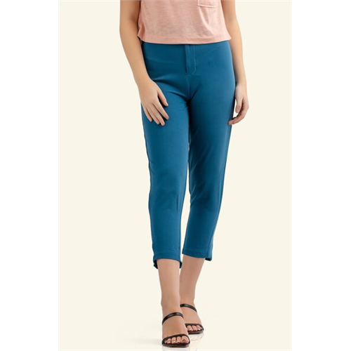 Tara Blue Tapered Back Zip Detailed Pant