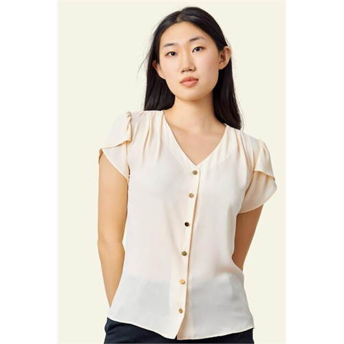 Tara Cream Split Sleeve Button Down Top