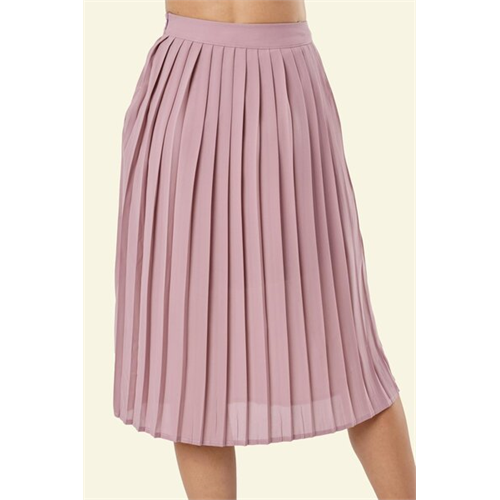 Tara Dull Pink Flared Pleated Skirt