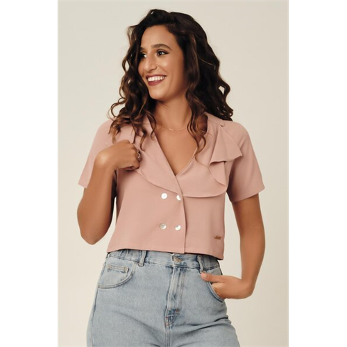 Tara Dull Pink Ruffle Crop Top