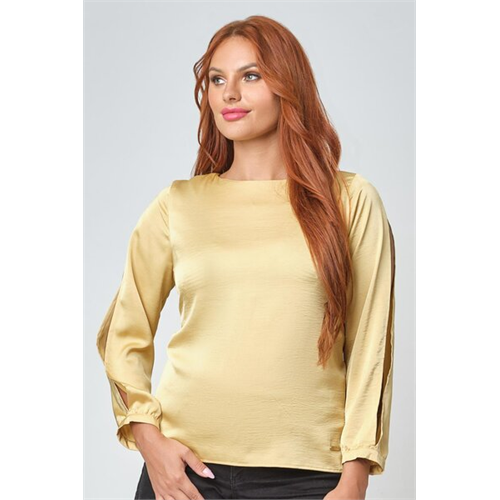 Tara Dull Yellow Split Sleeve Top