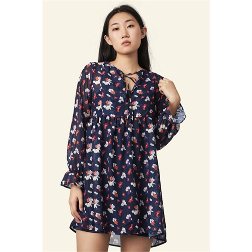 Tara Floral Puffed Sleeve Tie Up Dress