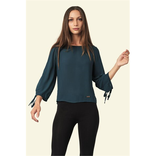 Tara Green Sleeve Tie-Up Basic Top