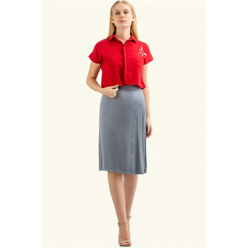 Tara Grey Knee Length Skirt