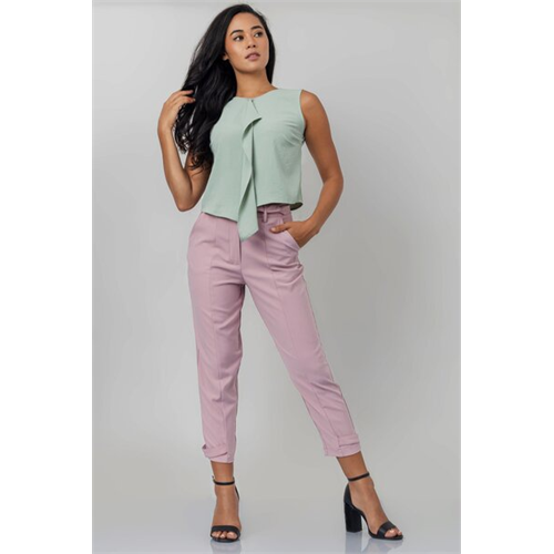 Tara Mint Green Ruffle Sleeveless Top