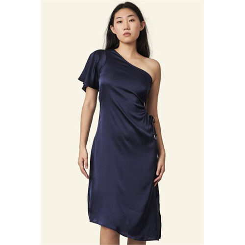 Tara Navy One Shoulder Asymmetric Dress