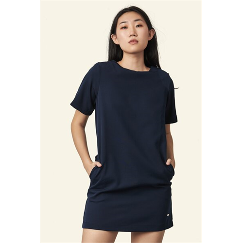 Tara Navy Short Sleeves Shift Dress