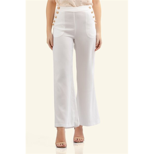 Tara Off White High Waist Wide Leg Pant