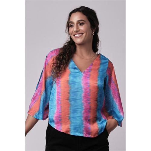 Tara Pink Aop Split Sleeve Top