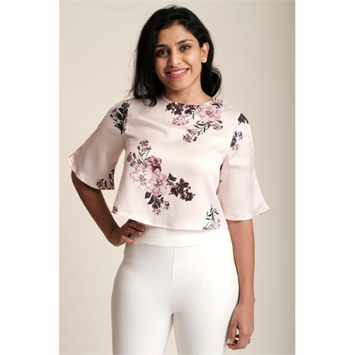 Tara Pink Floral Crop Top