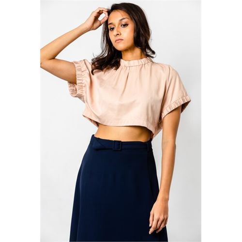 Tara Pink Semi Fitted Dropped Shoulder Top