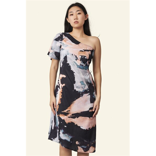 Tara Printed One Shoulder Asymmetric Dress