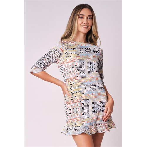 Tara Printed Shift Dress With Back Detail