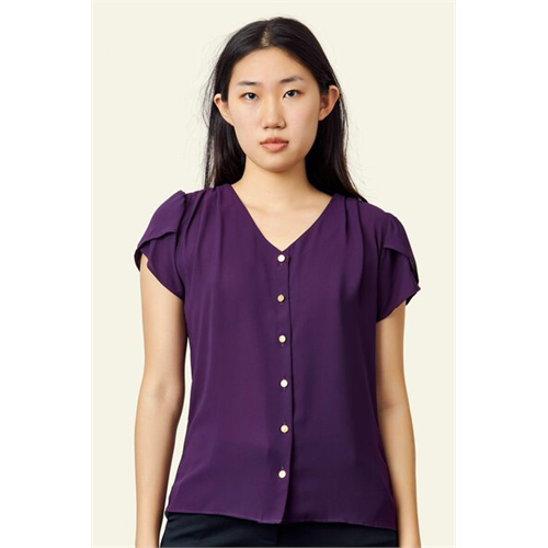 Tara Purple Split Sleeve Button Down Top