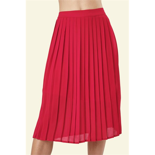 Tara Red Flared Pleated Skirt