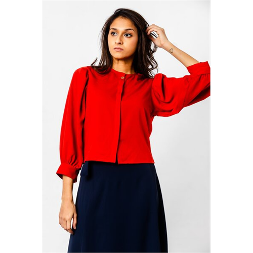 Tara Red Over Size Sleeve Top