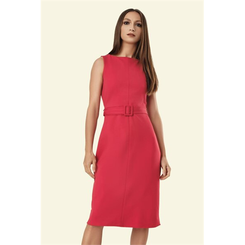 Tara Red Sleeveless Belted Dress