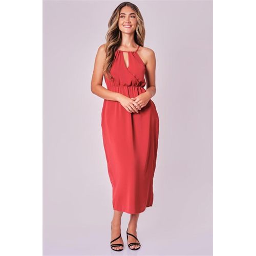 Tara Red Spaghetti Strap A Line Dress