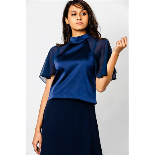 Tara Solid Colour Flutter Sleeve Tie Up Top