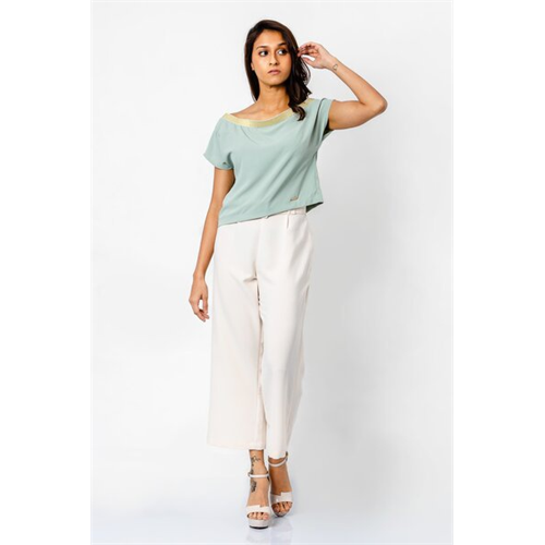 Tara Solid Colour Wide Neck Dropped Shoulder Top