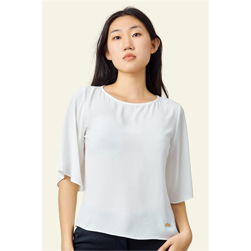 Tara White Crew Neck 3/4 Sleeve Top