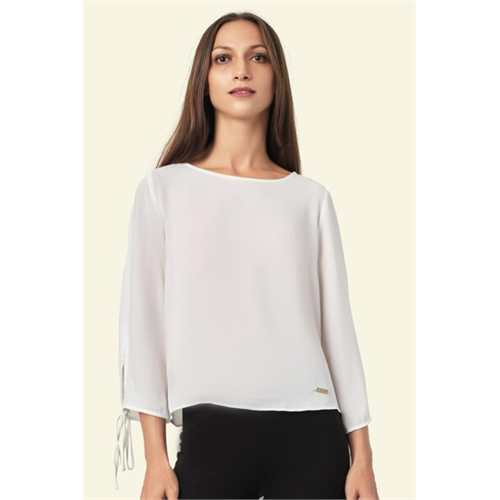 Tara White Sleeve Tie-Up Basic Top