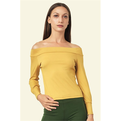 Tara Yellow Knit Offshoulder Top