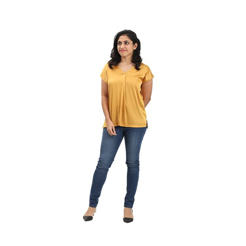 Tara Yellow V-Neck Short Sleeve Top