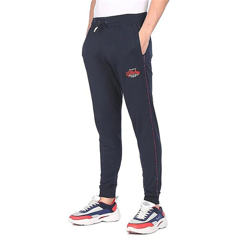 US Polo Men Navy Mid Rise Drawstring Waist Solid Joggers
